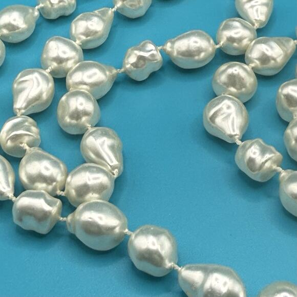 Vintage Baroque Faux Pearl Necklace Knotted Flapper 57” - Picture 2 of 7